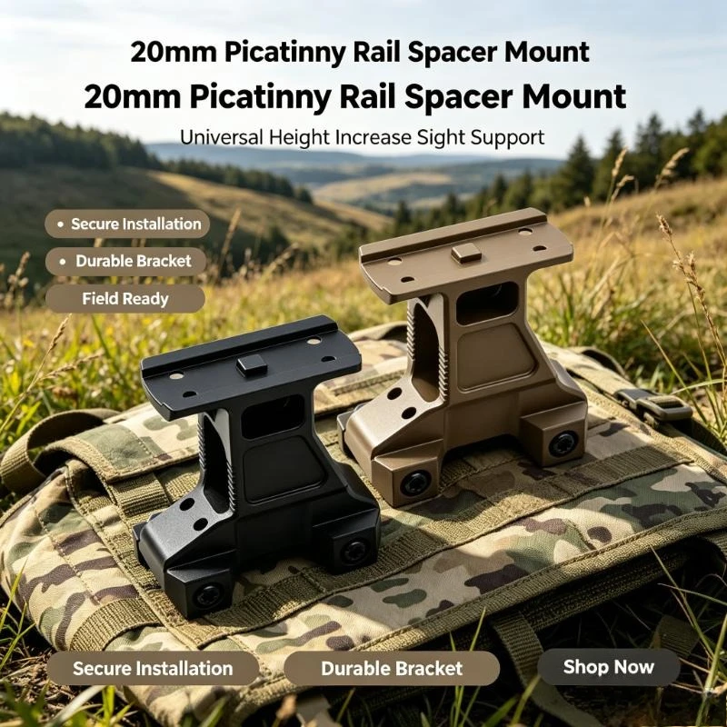 20mm Picatinny Rail Raised Mount Base Universal Height Boost Sight Spacer Stabilizer Support Bracket