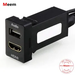 HDMI Socket Mount Cable +USB Audio Input Audio Relay Use for Toyota