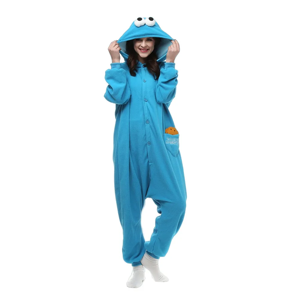 Adults Animal Kigurumi Elmo and Cookie Monster  Costume Cartoon Onesies Pyjama Halloween Carnival Party Jumpsuit