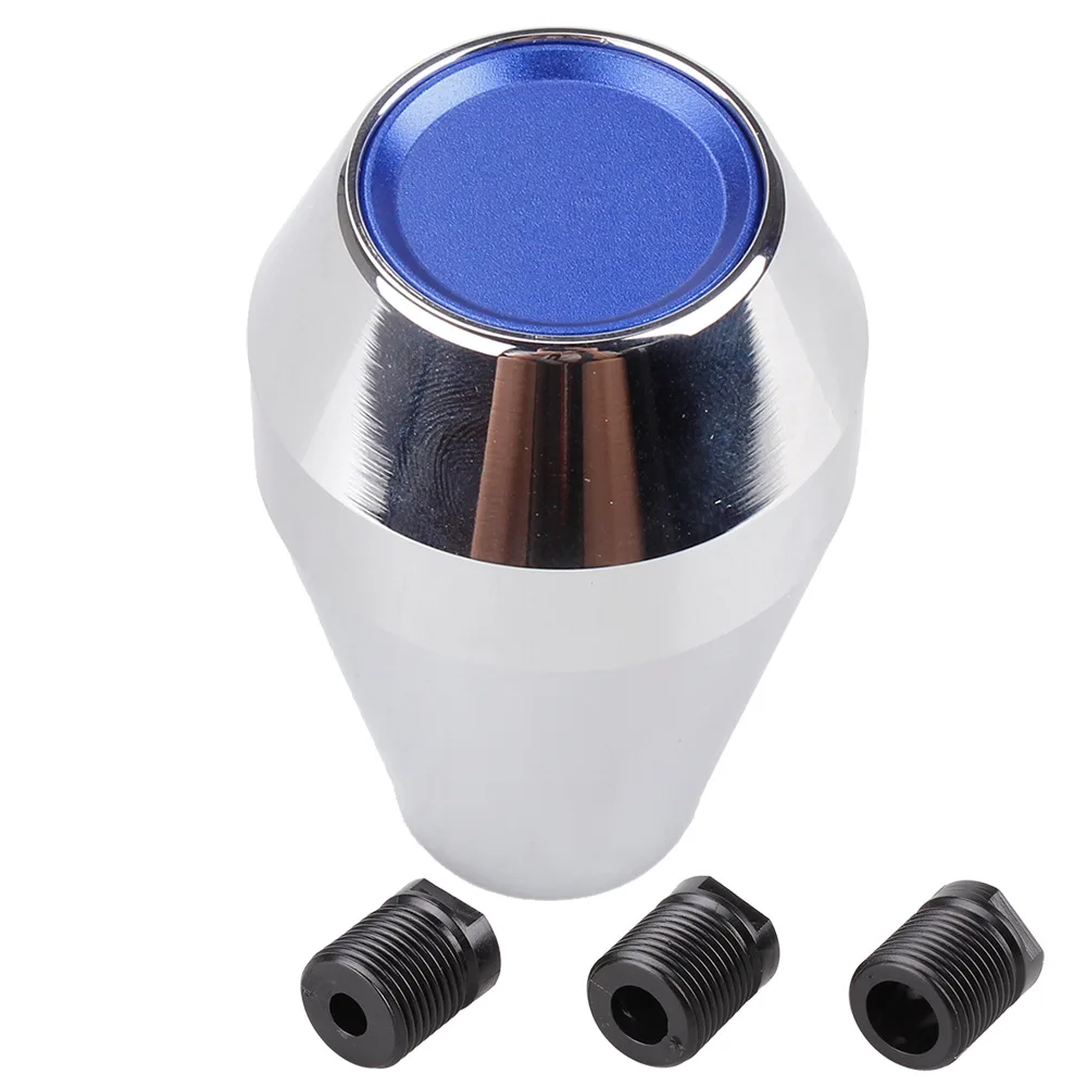 Universal Aluminum Shift Knob - Silver Manual/Auto Gear Stick with Anti-Slip Texture & Thread Adapter
