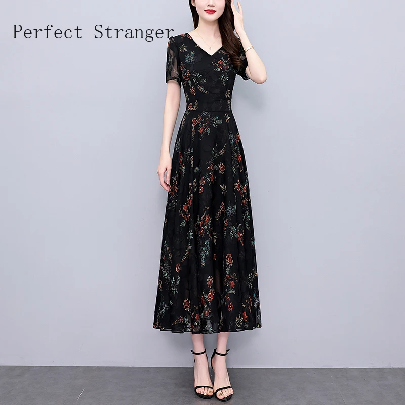 Summer Vintage Black Bodycon Party Midi Dresses Women Elegant Chic Prom Dress 2024 Casual Chiffon Evening Maxi Long Vestidos