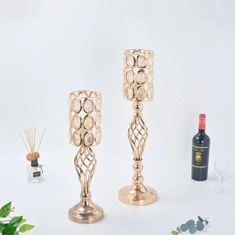 European Style Retro Crystal Candle Holder 50/60CM Tall Big Size Golden Candlestick For Event Home Wedding Decoration 2Pcs/Lot