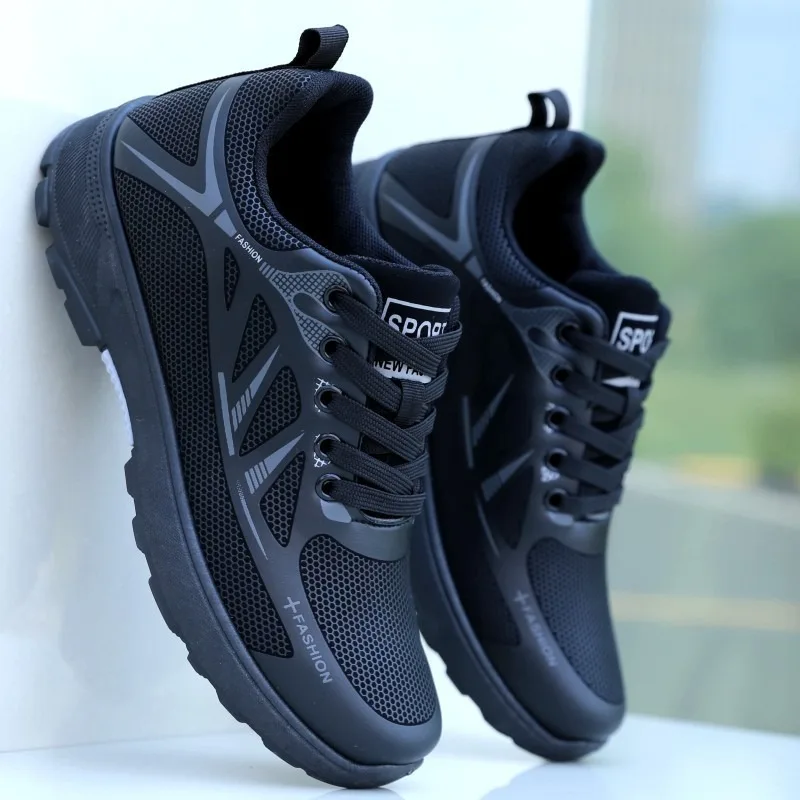 

Men's Winter New Black Leather Sneakers - Waterproof Non-Slip Soft Sole Lightweight Casual Running Shoes-Slip Soft Sole Casual