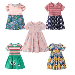 Jumping Meters 2T-7T Princess Girls Dresses Children's Party Birthday Hot Selling Baby Clothing Short Sleeve Summer Kids Wear