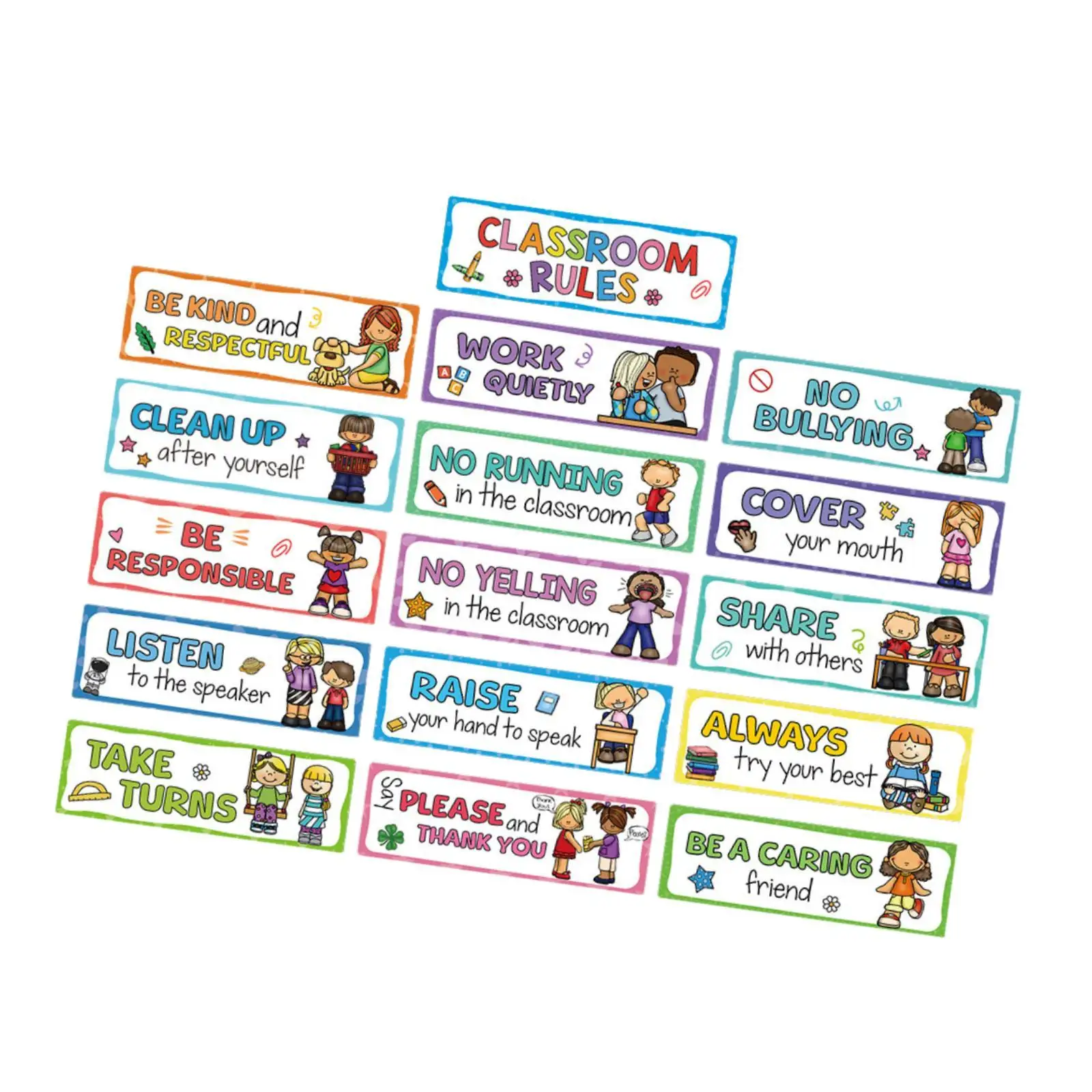 Good Habits Manners Chart Kids Educational Posters Bright Wall Decorations for Kindergarten Teacher Elementary School Display