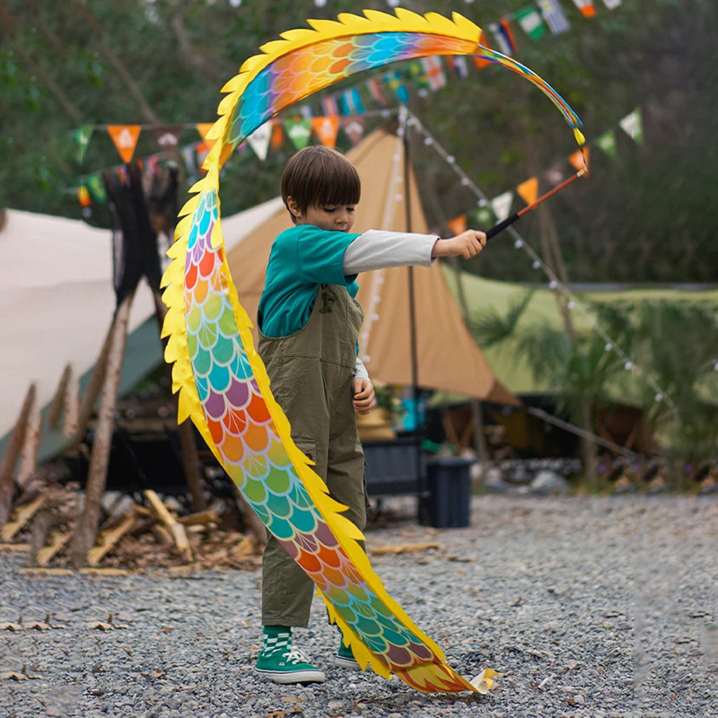

2,5 м двусторонний Радужный цвет китайского дракона, реквизит для танцев, декор для вечеринки, красочный светодиодный реквизит, забавный подарок на Новый год для детей