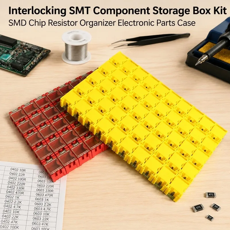 Interlocking SMT Component Storage Box Kit SMD Chip Resistor Organizer Electronic Parts Case