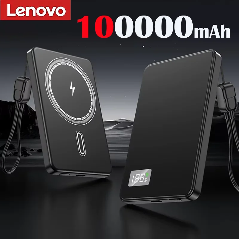 Lenovo 500000mAh Magnetische Draadloze Powerbank Ultradun Draagbaar CCC Gecertificeerd Supersnel Opladen LED Display Pack voor MagSafe - afbeelding 1
