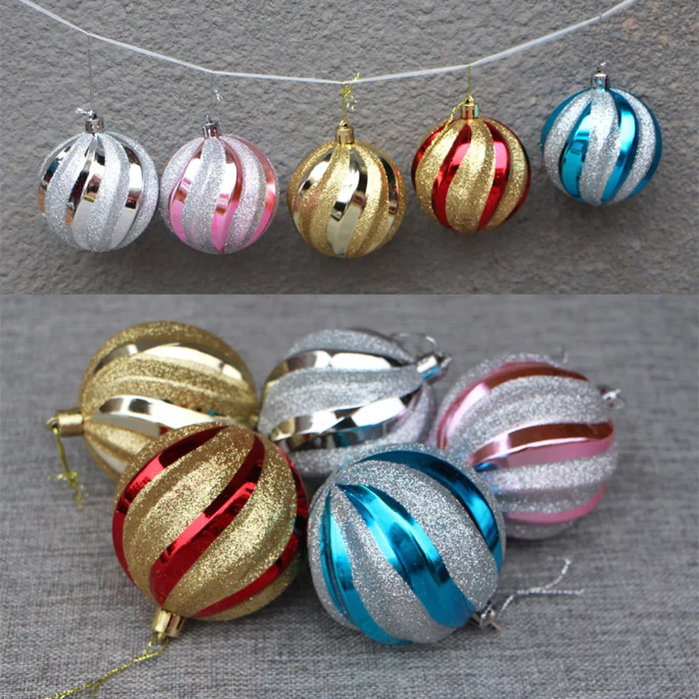 

12pcs Christmas Ball Ornament Plastic Glitter Balls Hanging Tree Xmas Party Home Office Wedding Festive Decor