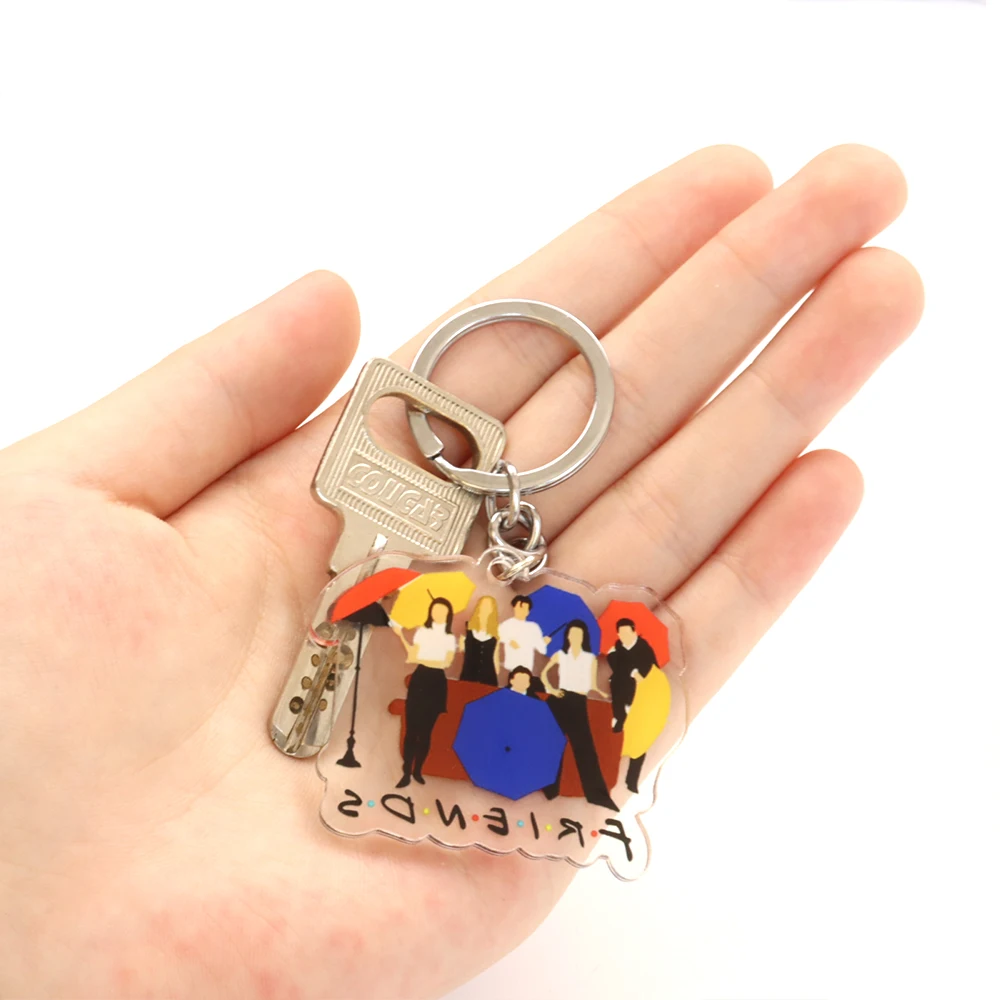 Sitcom Friends Theme Acrylic Keychain Double Sided Cartoon Design Keyring Bag Keys Funny Pendants Accessories Gift for Friends