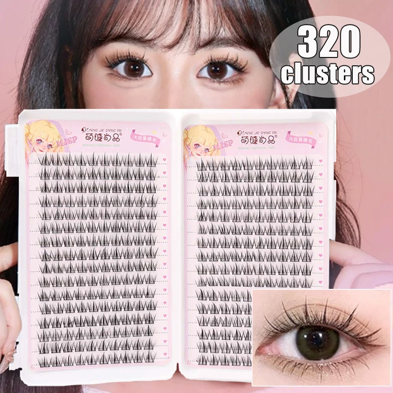 Pestañas postizas de gran capacidad, 32 filas, reutilizables, naturales, suaves, cómodas de llevar, extensiones de pestañas Manga segmentadas, herramientas de maquillaje