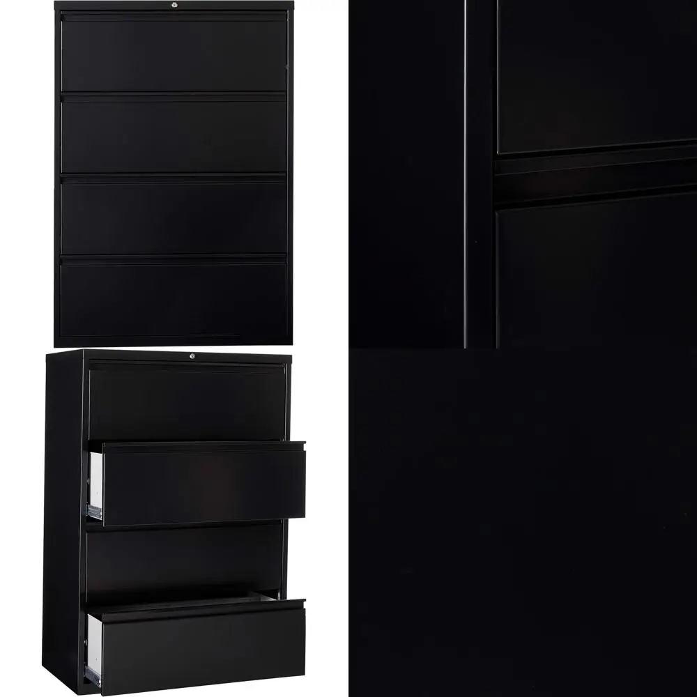 

4-Shelf Lateral File Cabinet, 36x18.625x52.5 Inches, Black