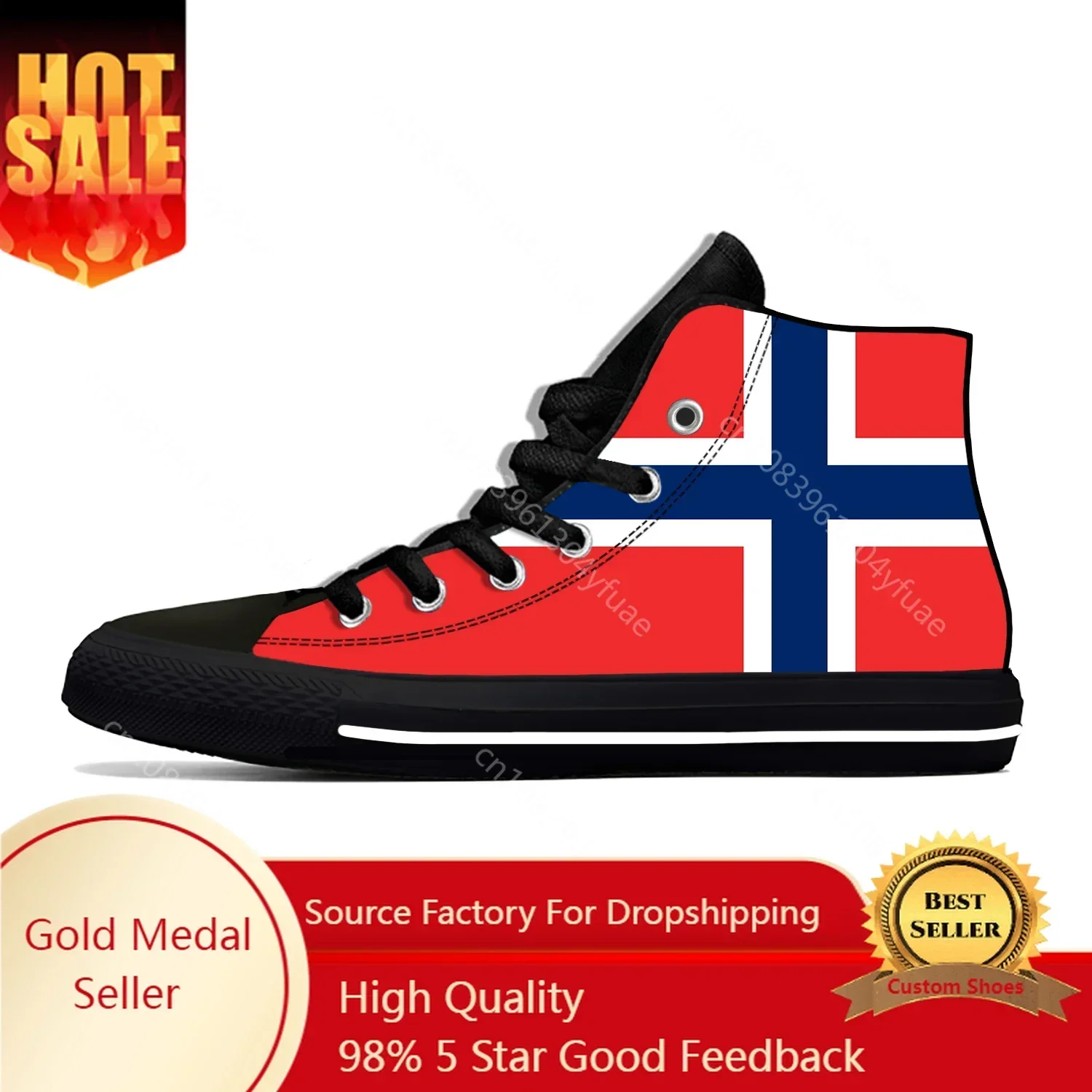 NORWAY NOREG NORWEGIAN Flag Fashion Classic High Top Board Shoes Zapatos casuales ligeros y frescos Zapatillas de deporte transpirables para hombres y mujeres