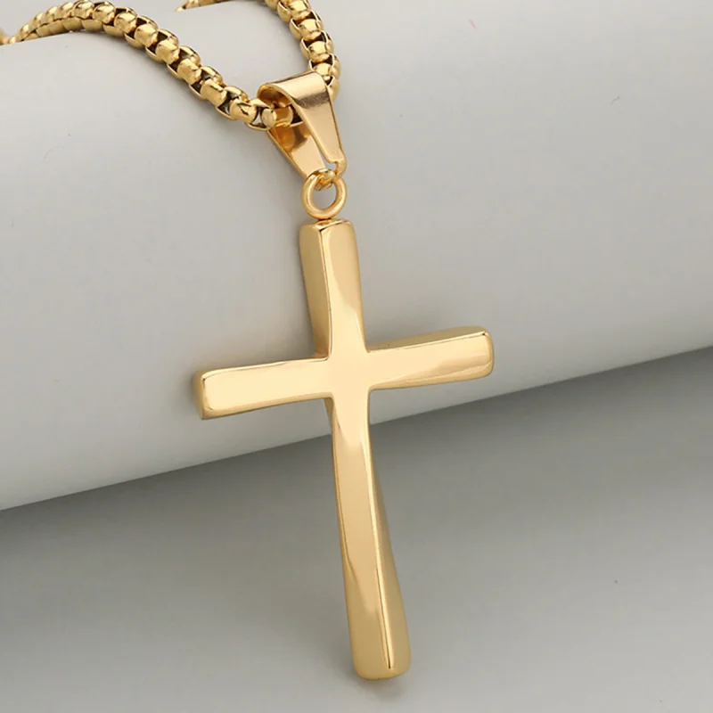 

Twisted Glossy Neutral Minimalist Cool Style Accessories Stainless Steel Cross Pendant Couple Gift