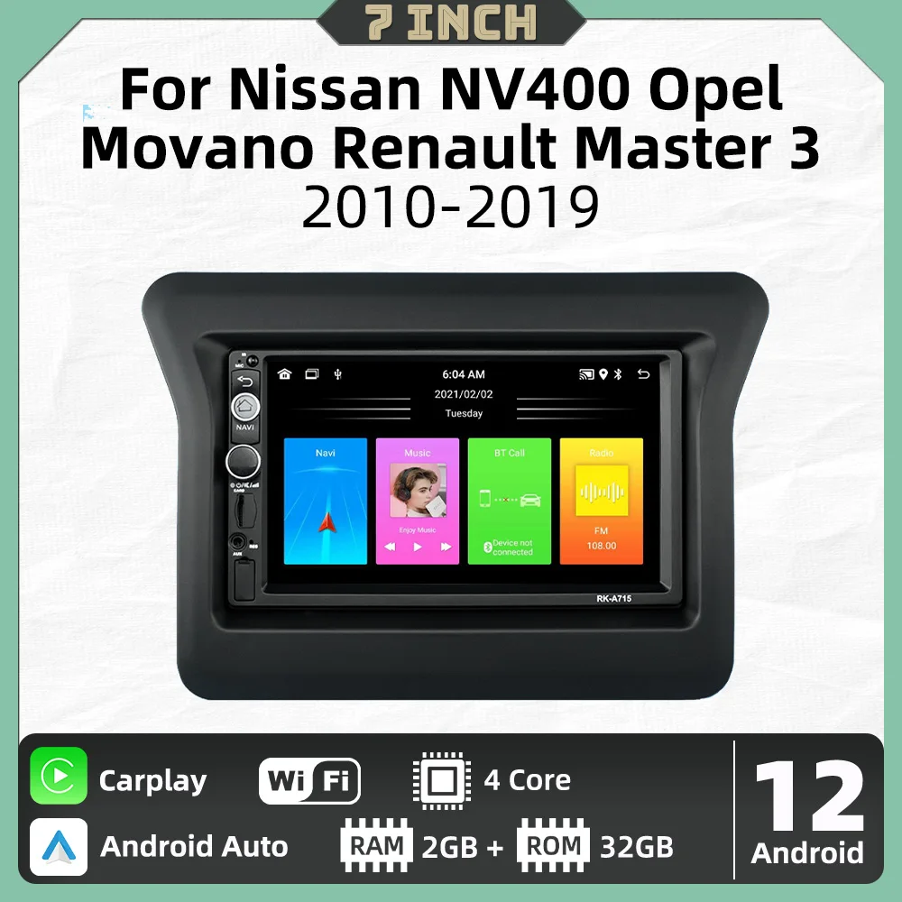 Car Radio 2 Din Android Stereo for Nissan NV400 Opel Movano Renault Master 3 2010-2019 Screen Multimedia Carplay Autoradio Auto