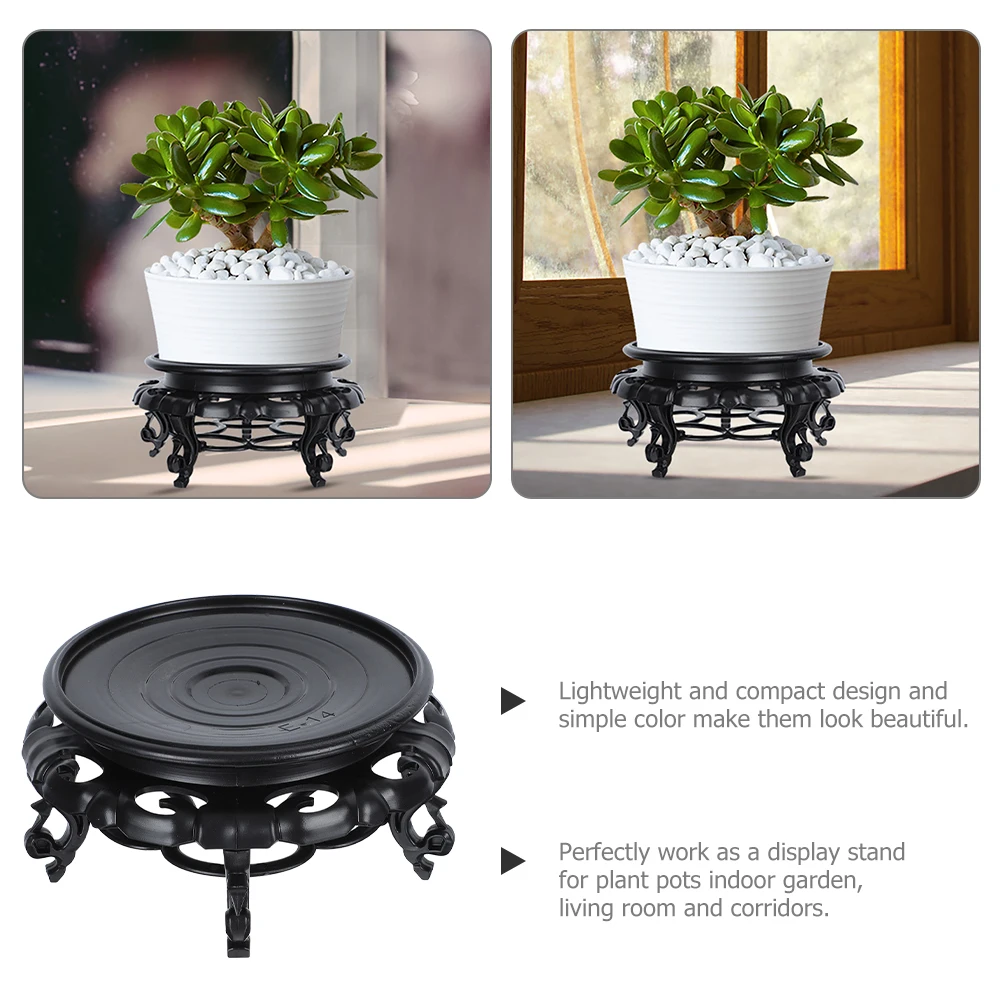 

Resin Wood Base Planter Risers 16CM Diameter Sturdy Plant Stand Indoor Potted Rack Display Retro Home Decor Bonsai Holder Garden