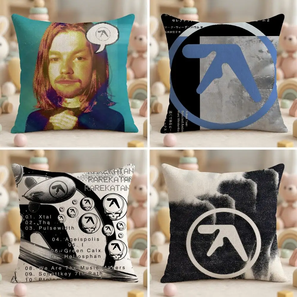 Singer A-Aphex Twin Electronic Cushion Cover Soft Plush Fabric Double-Sided Printed Pillowcase for All Seasons Home Decor