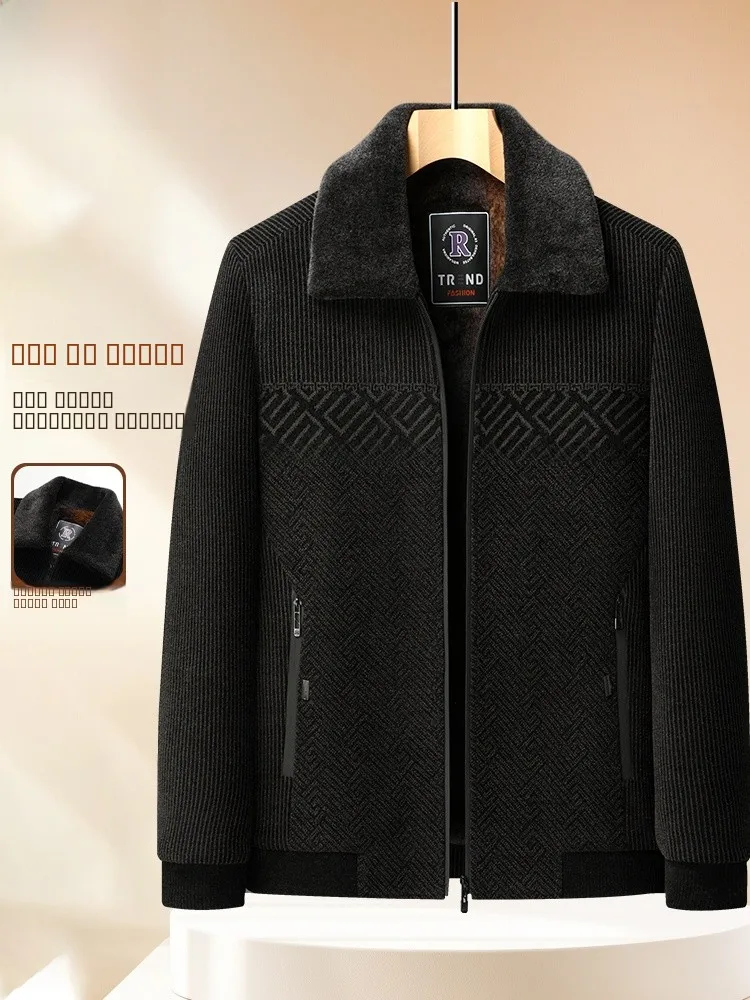 

Thiened Fce Winter Jaet SNELLO Dad Coat Middle-aged And ly Warm Cotton Padded Jaet Stand Fit Casual Sle