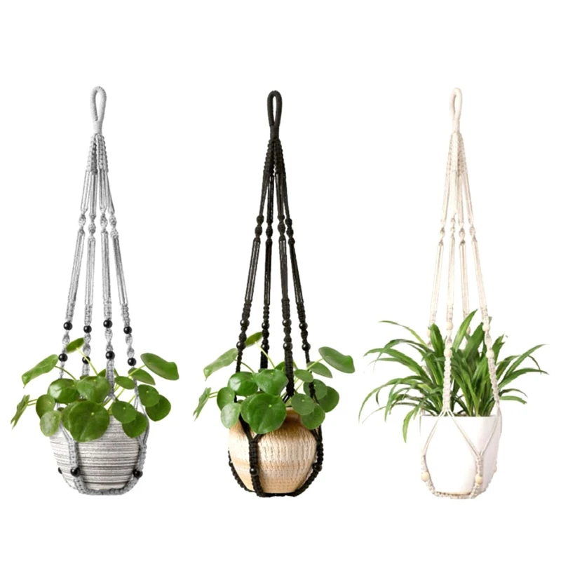 

Handmade Macrame Plant Hanger Indoor Hanging Planter Basket Woven Cotton Rope Flower Pot Crochet Plant Holder Stand