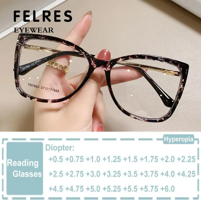 

Vintage Square Brand Big Frame Anti Blue Light Reading Glasses Women's Eyeglasses Clear Gradient Glasse Presbyopia Eyeglasses