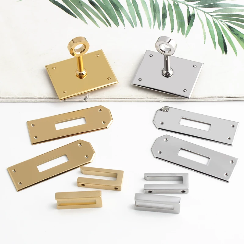 2-10Sets Stainless Steel Metal Clasp Turn Locks With Key Twist Lock For Handbag Shoulder Purse Closure Bags Hardware Accessories