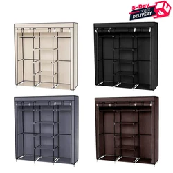 Armoire à vêtements portable en tissu non tissé, armoire robuste, double rangement pour vêtements, évaluation rapide et facile à assembler, 69 pouces, le plus récent