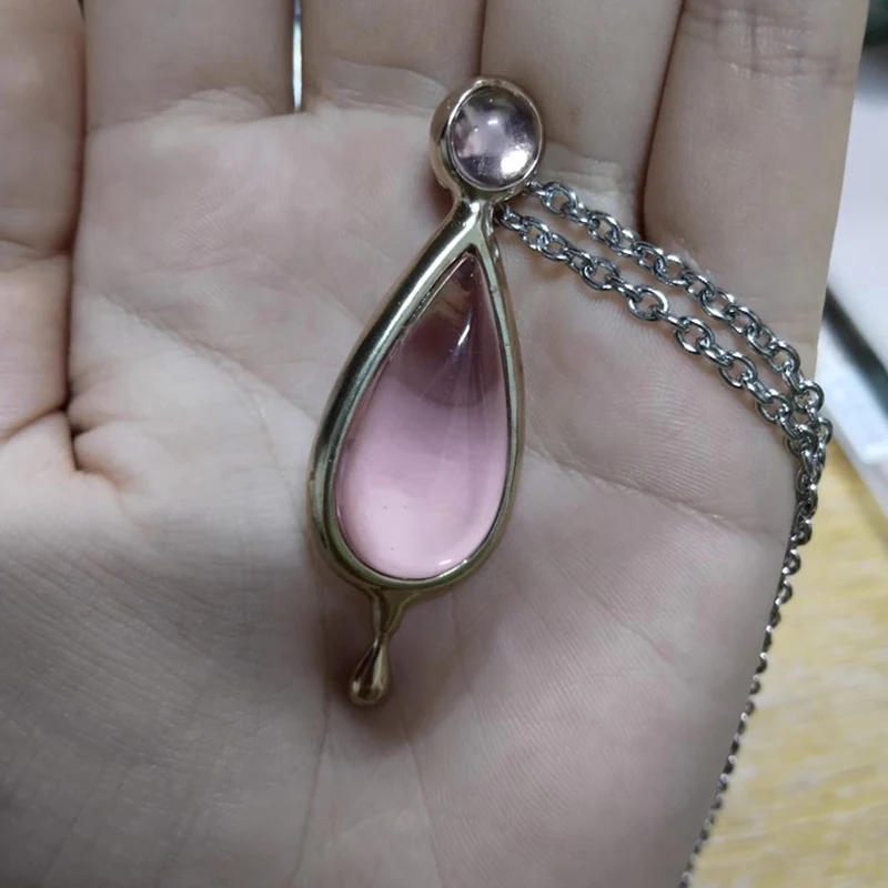 Necklace Kaname Madoka Pink Water Drop Crystal Choker Jewelry Fans Gifts Pendant Lovely Gift