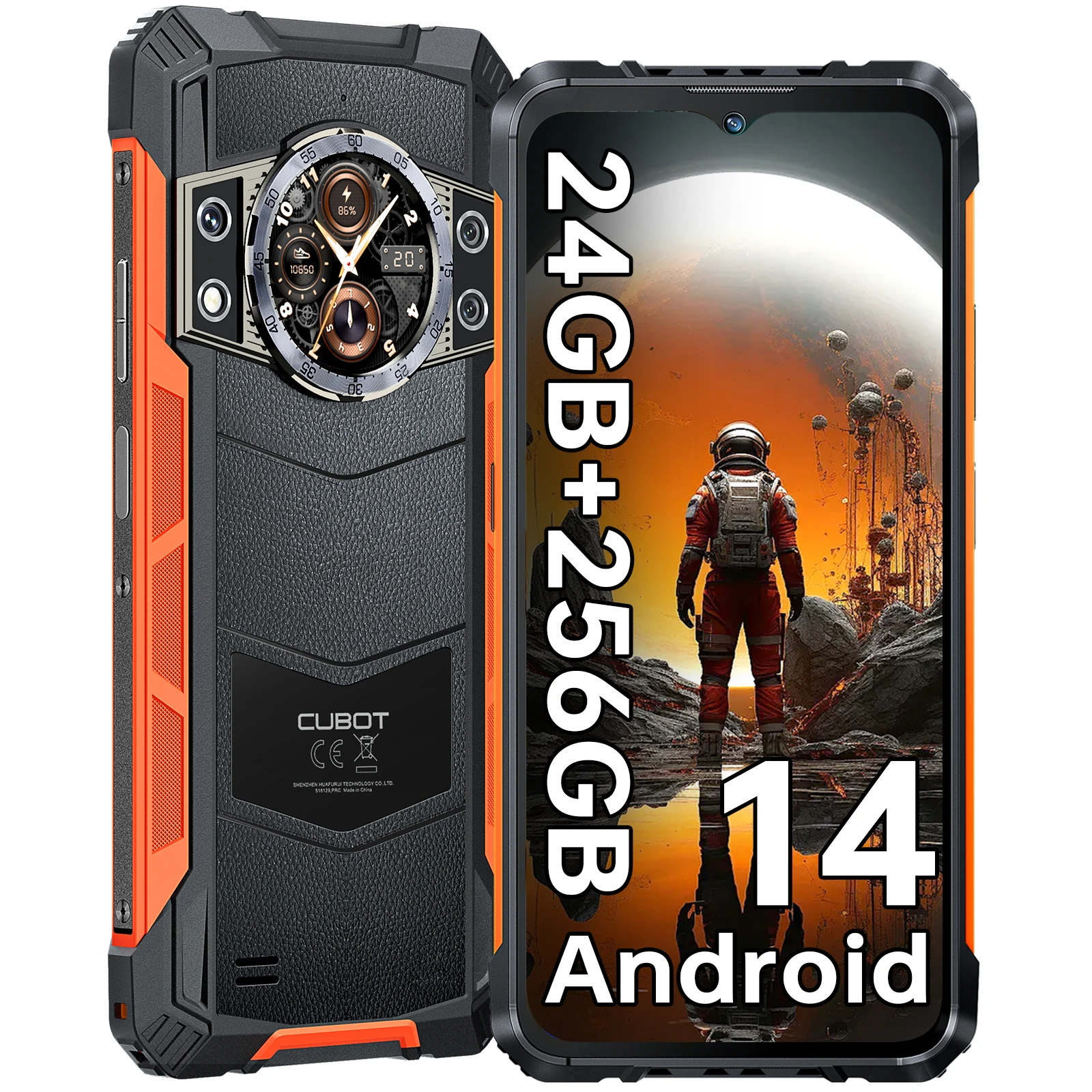 CUBOT Kingkong ACE 3, Android14,24 ГБ + 256 ГБ, 6,583-дюймовый водонепроницаемый мобильный телефон на строительной площадке, 100 МП + 32 МП, 5100 мАч (33 Вт), IP68/4G Dual SIM/NFC