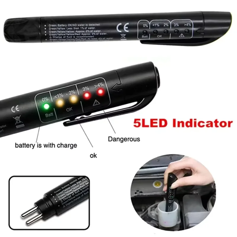 

Auto Car Brake Fluid Liquid Tester Pen With 5 LED Car Auto Vehicle Tools Diagnostic Tools Mini Brake Fluid Tester For DOT3/DOT4