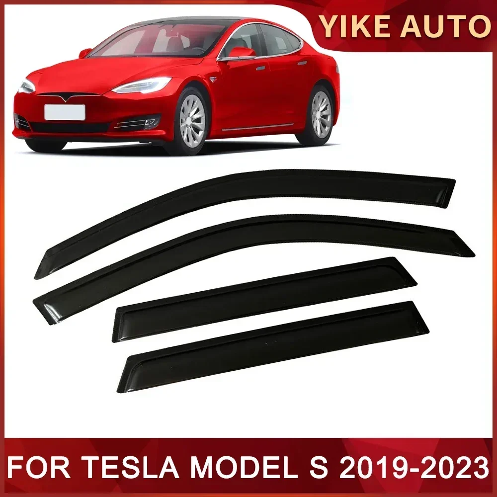 Window Visor for Tesla Model S 2013-2024 Weathershied Door Visor Wind Sun Rain Guards Side Window Wind Deflectors Auto Parts