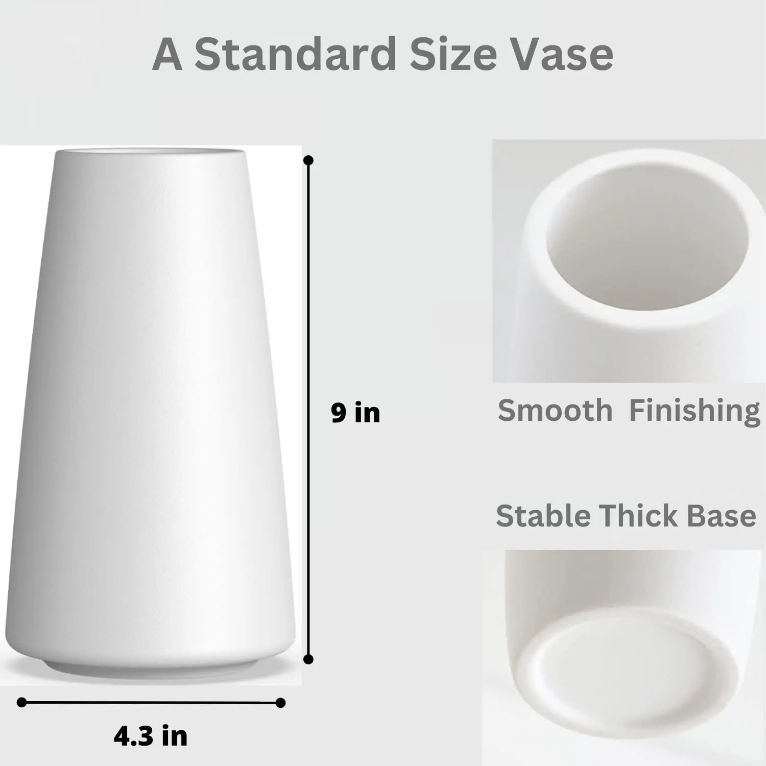 Large Ceramic Flower Vase 9 Inch Modern Farmhouse Bohemian Home Decor Kitchen Living Room Office Centerpiece, Customized