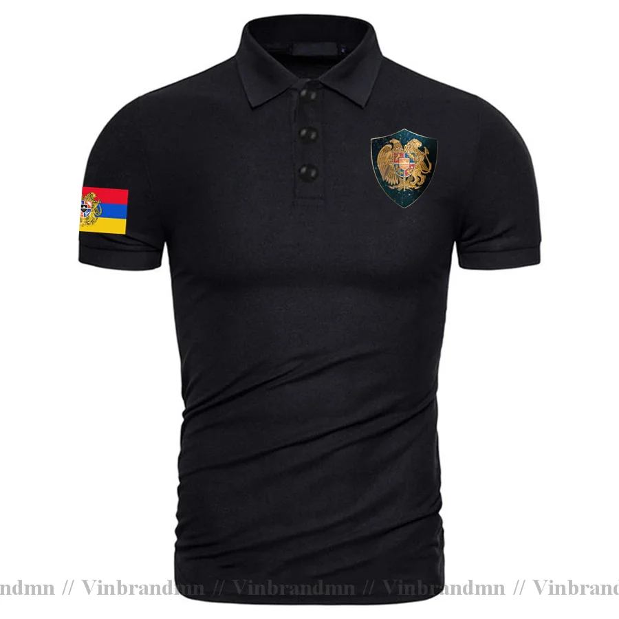 Vinbrandmn Armenia Coat of Arms and Starry Nights Shield Men's Polo Shirts Vintage shirt Custom Retro Armenian Pride Polo Shirt