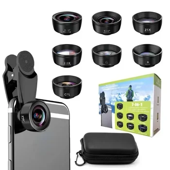 Universal Mobile Phone Lens Wide-angle Macro Fisheye Lens Seven in One Set External Camera Close Range Lens Ten in One 