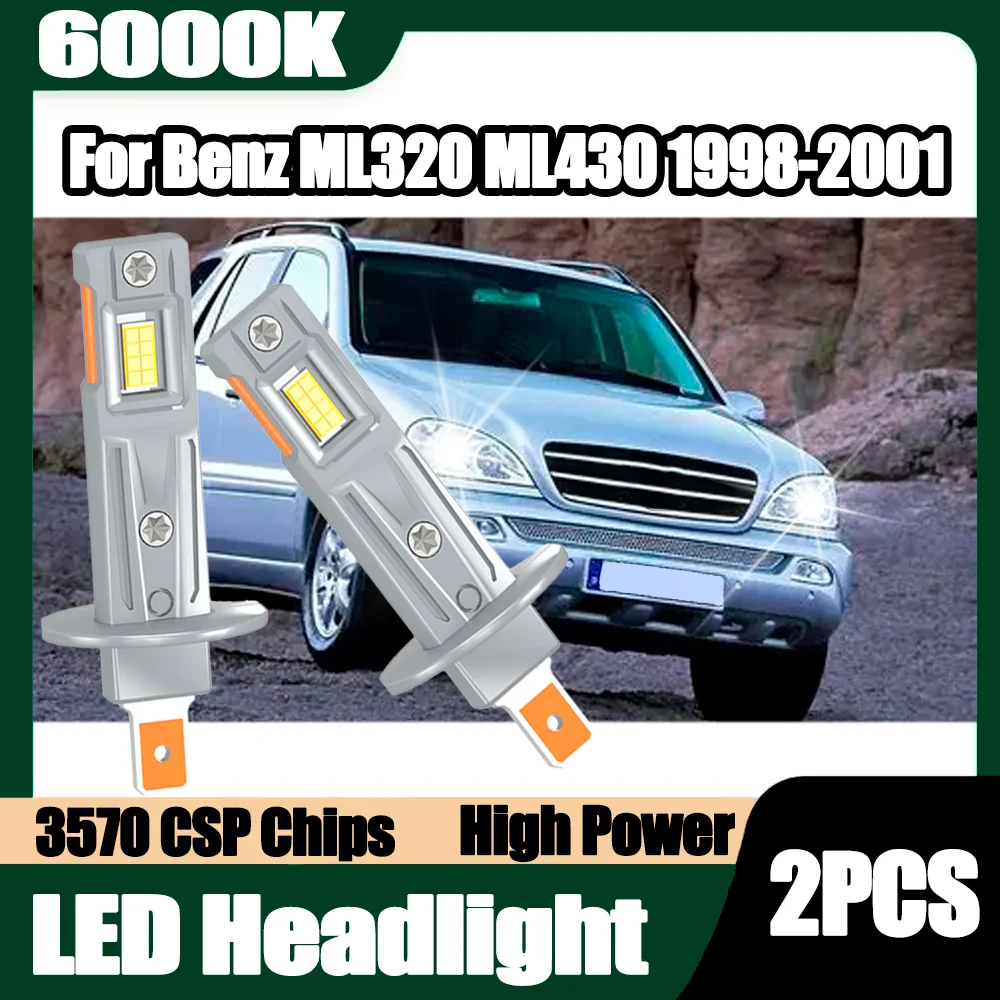 

2 шт., 6000K, супербелый свет, высокая мощность, 30000 лм, 3570 CSP-чипов, светодиодные фары, Plug and Play, для Benz ML320 ML430 1998 1999 2000 2001 гг.