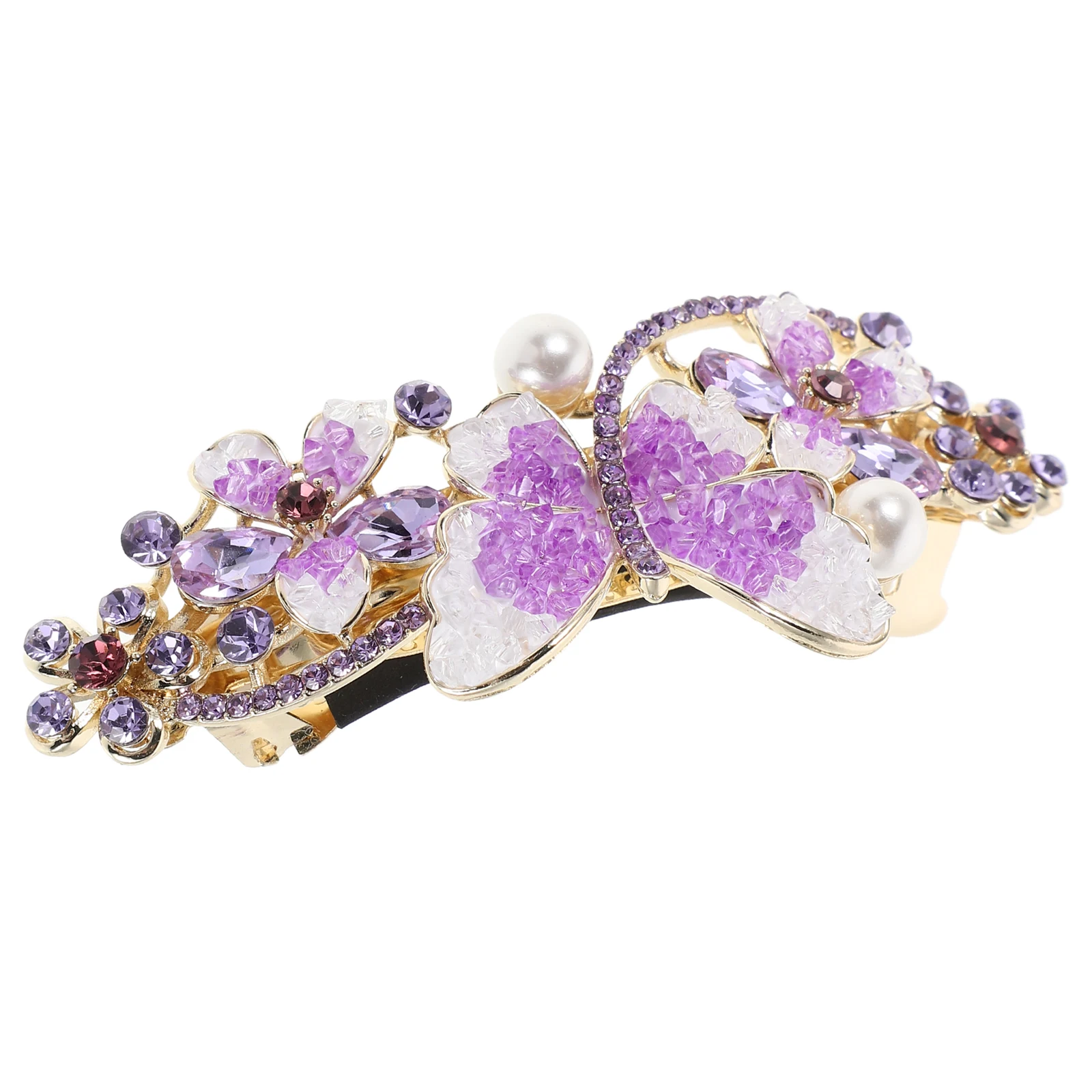 

Rhinestone Ponytail Hair Clip Bride Accessory Girls Rhinestones Headgear Bling Clips Resins Accessories for Women Metal Snap