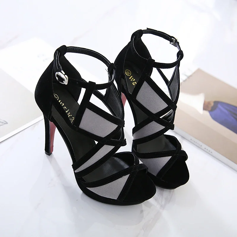 Women Platform High Heels Open Toe Sandals Ankle Strap Buckle Shoes Sexy Banquet Nightclub Party Dress Shoes