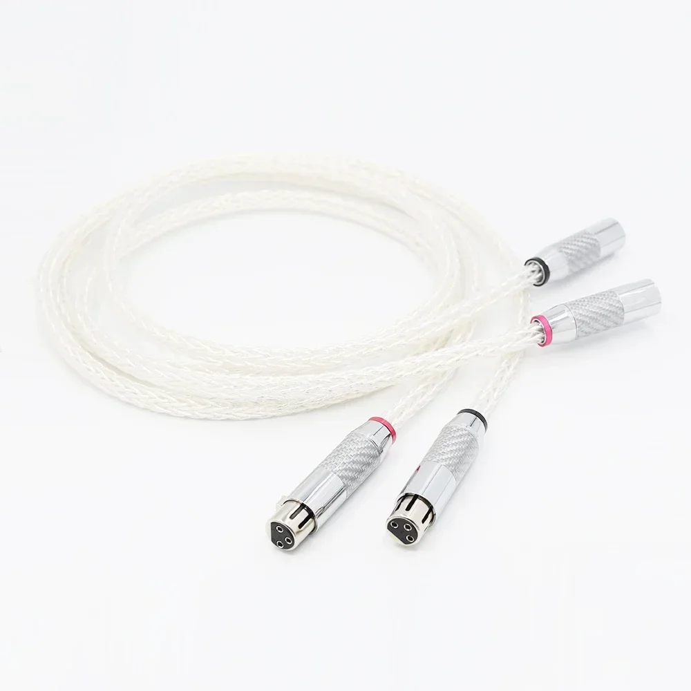 High Quality Hi-End 8AG Silver Plated OCC 16 Strands Audio Cable With Carbon Fiber 3pins XLR Balanced cable,xlr connector