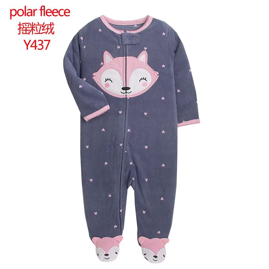 2024 Baby Winter Pajamas Zipper Fleece Rompers Newborn Girls Warm Coveralls Boys Outfits Fox Infants Clothes Jumpsuit