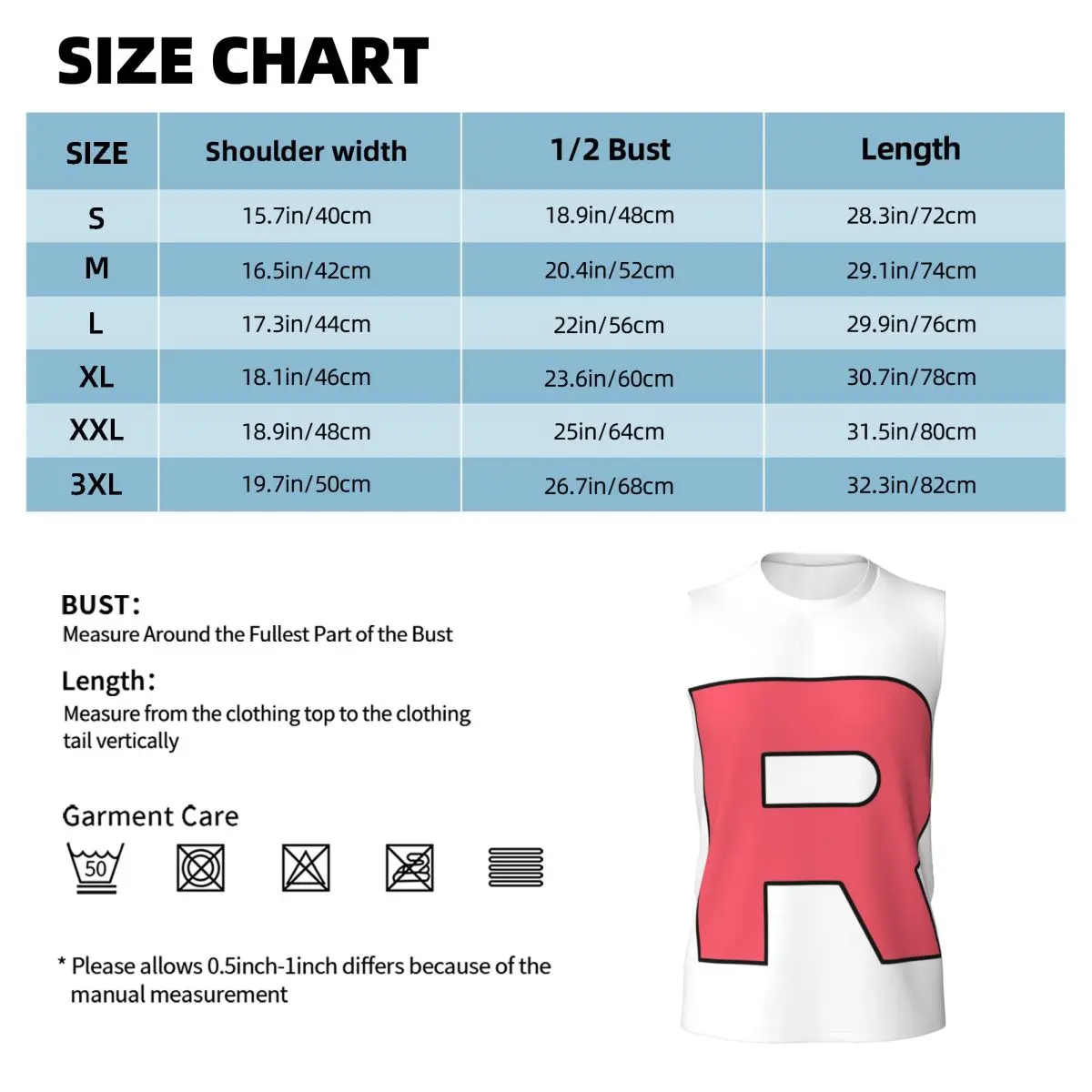 Letter R Team Rocket Logo Men Printed Sleeveless T-shirt Casual Hip Hop Street Style Beach Holiday Tank Tops