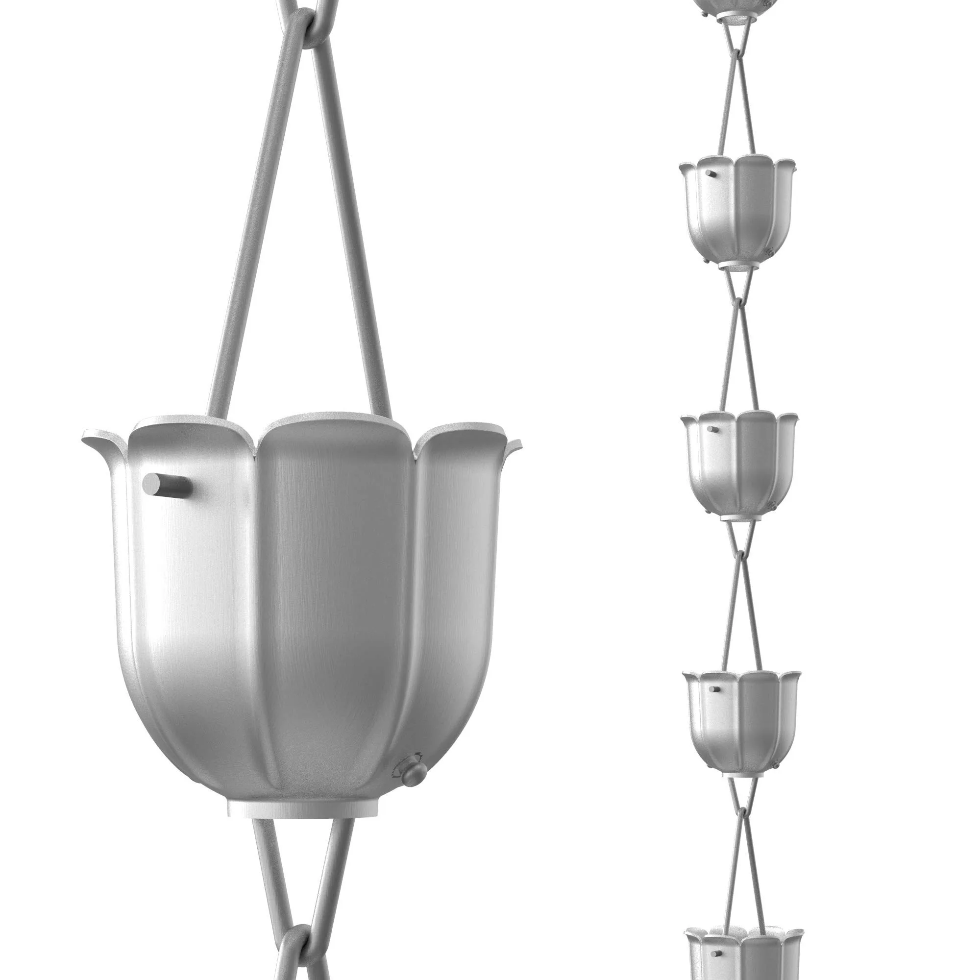 8.5 ft Milled Aluminum Flutes Rain Chain, Premium Gutter Downspout Replacement for Outdoor Drainage