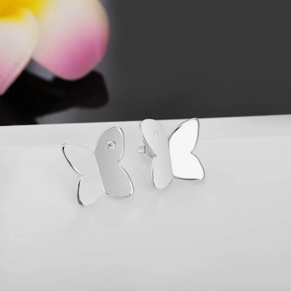 

Hot Charms 925 Sterling Silver Pretty Crystal Butterfly Stud Earrings For Woman Fashion Wedding Party Jewelry Christmas Gifts