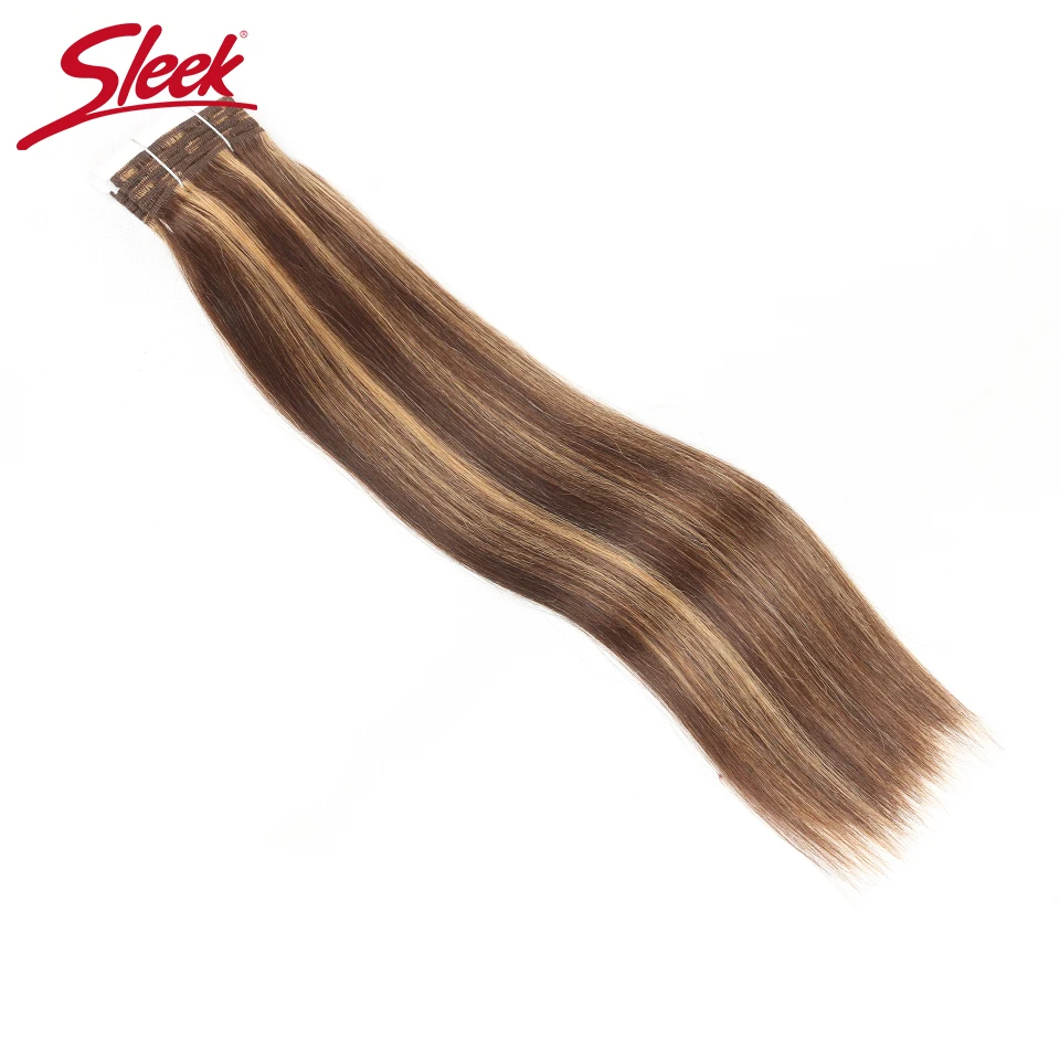 Sleek Peruvian Straight Human Hair Double Drawn Human Hair Weave Bundles Highlight P4/27 P6/27 P6/613 Remy Human Hair Bundle
