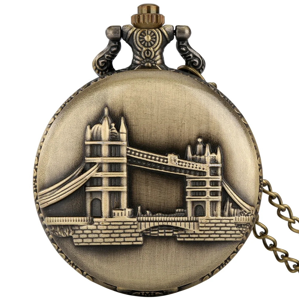 ساعة جيب برونزية عتيقة للرجال والنساء ، عين لندن ، بن كبير ، حجر جسر ، سلسلة بقعة ذات مناظر خلابة شهيرة ، هدايا