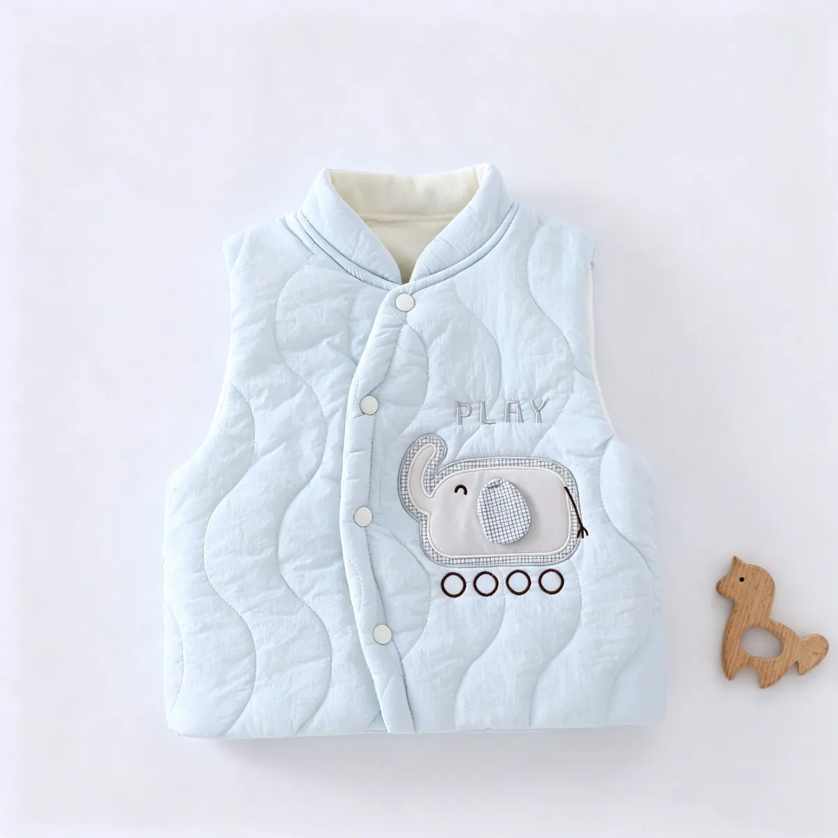 Newborn Baby Vest Windproof Fluffy Cotton Warm Quilted Sleeveless Top Cute Cartoon Applique Infant Autumn Winter Unisex 0-15M