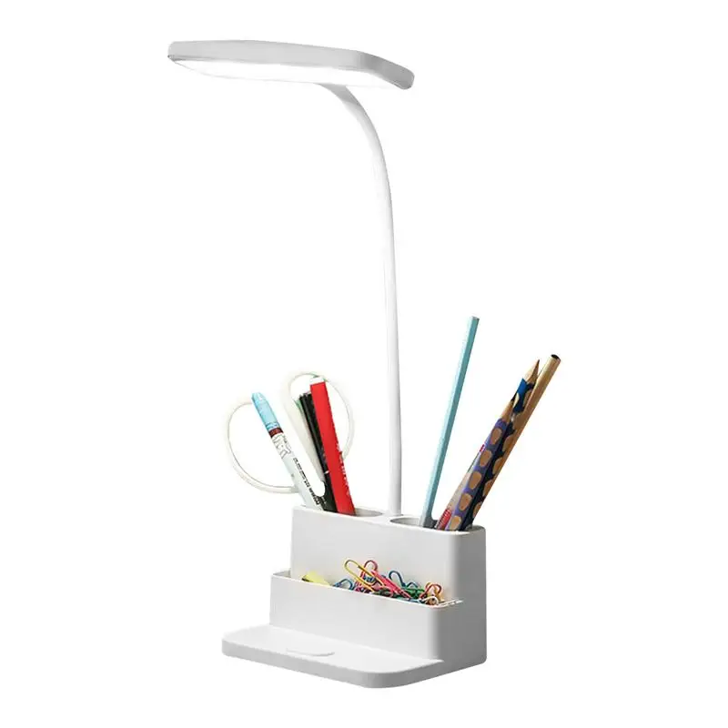 

LED Desk Lamp Rechargeable Nightstand Lamp with Pen Organizer and Phone Holder 3 Lighting Modes Stepless Dimming Lamp for Living