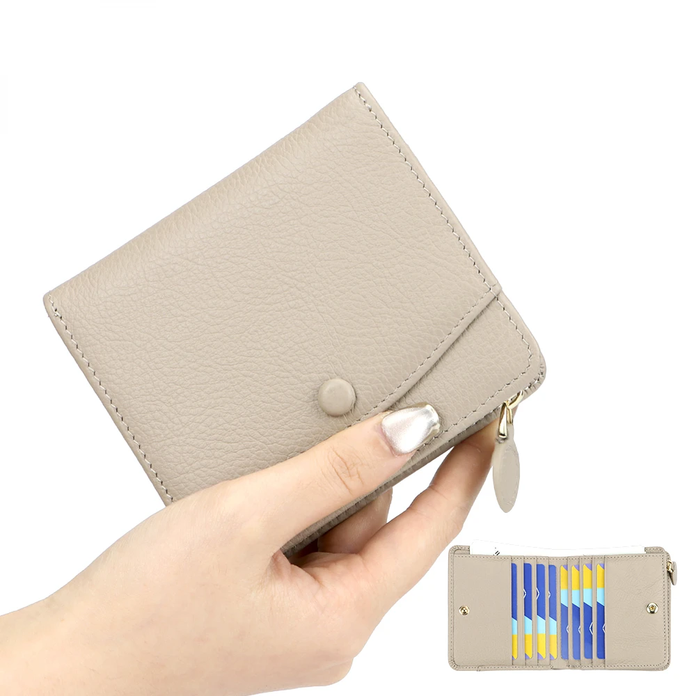 

URBAN MASTER Retro Solid Color Short Wallets For Women Genuine Cow Leather Card Holder Fashion Casual Zipper Coin Purse 1589