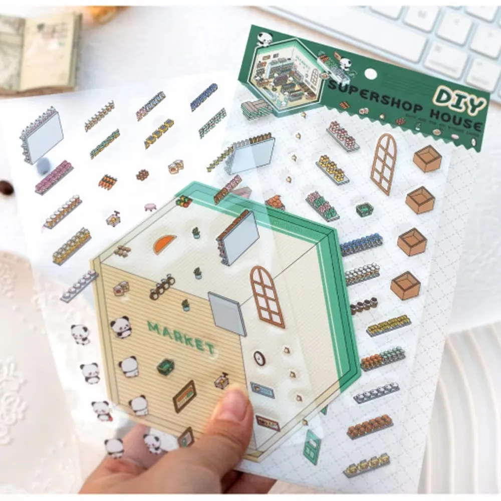 LumaToys Cartoon Miniature Scene 3D Landscaping Stickers Visual Stacking Three-dimensional Stickers Christmas Gift for Children