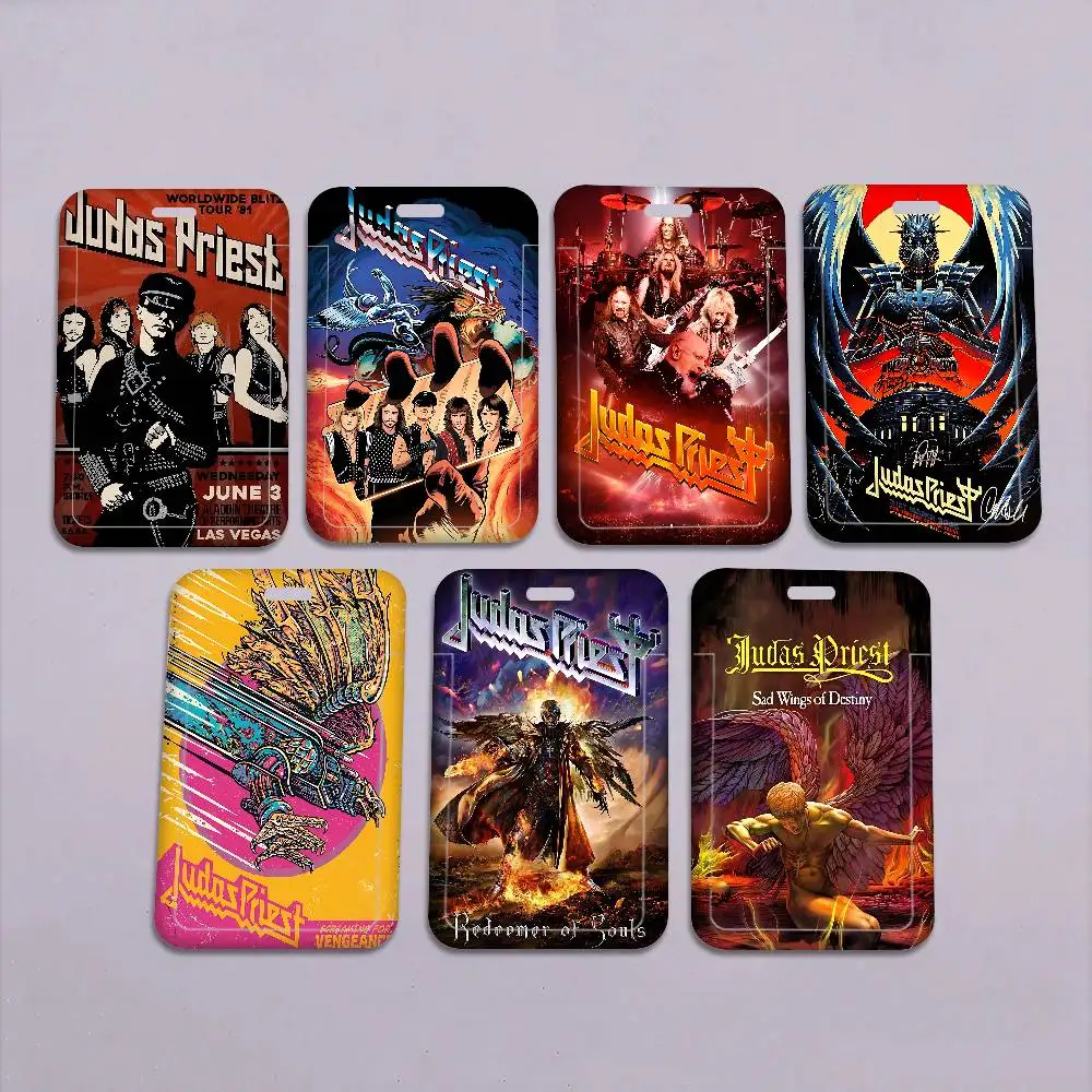 Band J-Judas P-Priest Pocket Credit ID Card Badge Tag Holder Pass Case W/ Neck Strap Lanyard