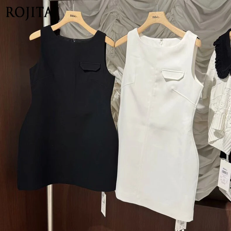 

Japanese Style Cute Waist-Cinching Elegant Little Black Dress Women Round Neck Sleeveless A-Line Mini Dress