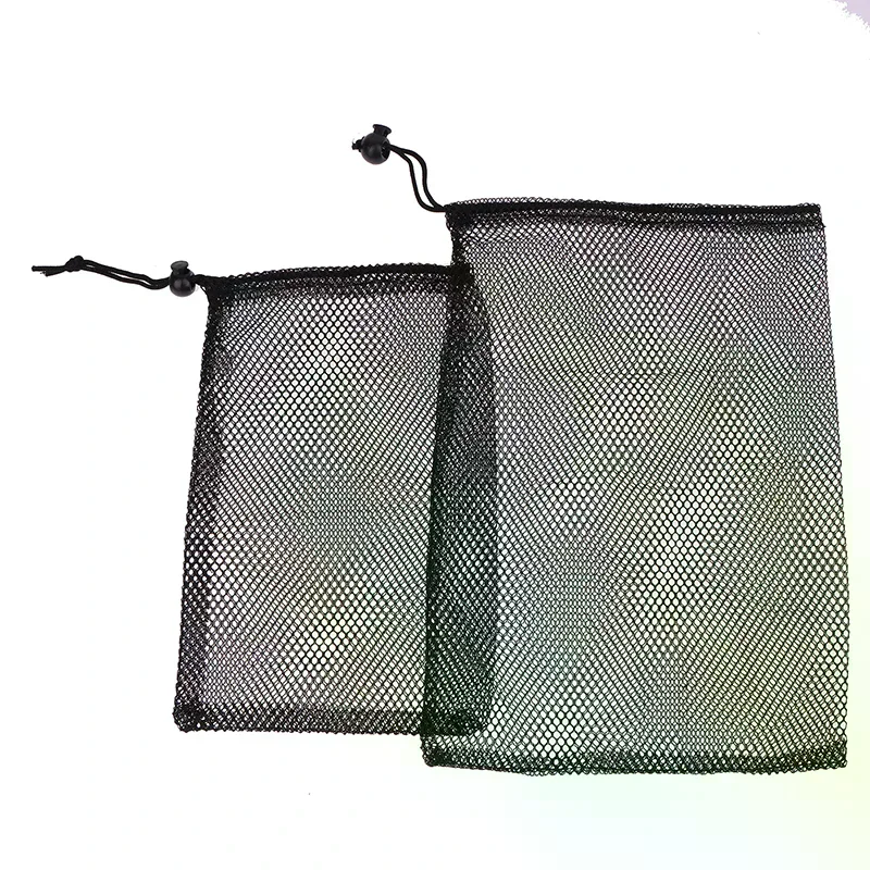 Multi Purpose Black Durable Nylon Mesh Drawstring Bag Storage Pouch Home Travel Outdoor Activity Laundry Bag Stuff Sack